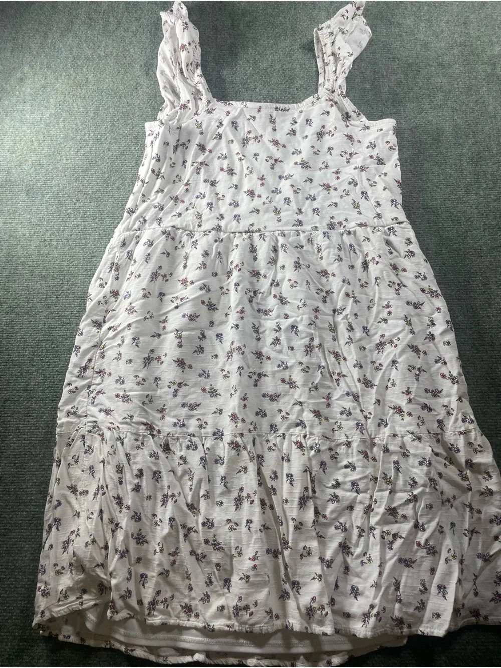 art class‎ White Dress with Purple Floral Print